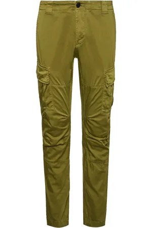 C.P. Company Broeken, Heren, Groen, 2Xs, Satijn, Lens Cargo Broek Stretch Satijn