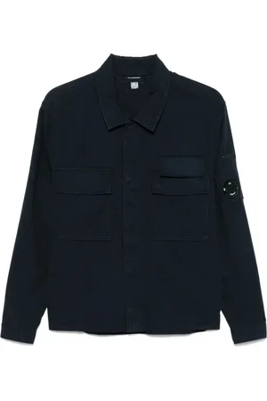C.P. Company Jassen, Heren, Blauw, M, Katoen, Marineblauwe shirt met ritssluiting