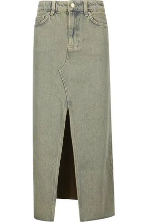 Ganni Rokken, Dames, Bruin, M, Denim, Overdyed Heavy Denim Maxi Rok