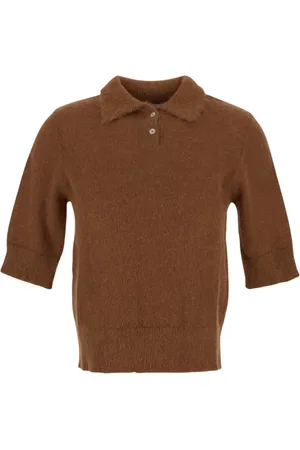 LARDINI Tops, Dames, Bruin, S, Stijlvol Gebreid Poloshirt