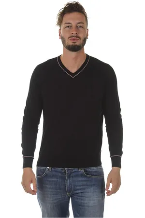 Emporio Armani Truien, Heren, Zwart, M, Katoen, Gezellige Gebreide Trui