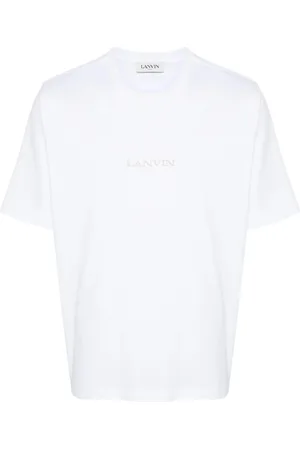 Lanvin Tops, Heren, Wit, S, Katoen, Klassiek T-shirt met borduursel