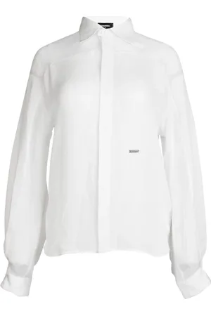 Dsquared2 Blouses & Shirts, Dames, Wit, S, Luxueuze zijden blouse met knopen