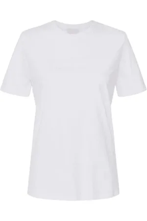 Elisabetta Franchi Tops, Dames, Wit, XL, Katoen, T-shirt met geborduurd logo van jersey