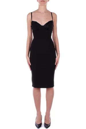 Elisabetta Franchi Kleedjes, Dames, Zwart, 2Xl, Polyester, Zwarte Jurk met Rits aan de Achterkant