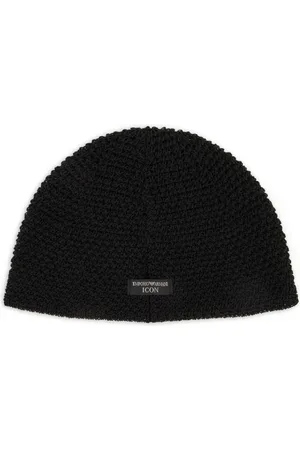 Emporio Armani Accessoires, Dames, Zwart, ONE Size, Zwarte Capsule Hoeden met Ronde Kroon