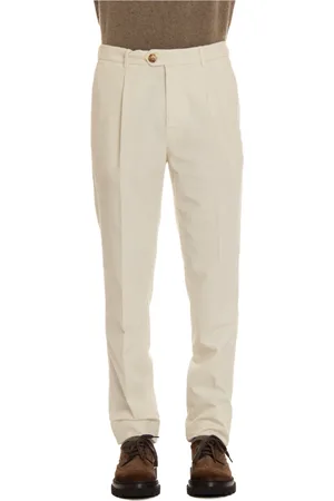Brunello Cucinelli Broeken, Heren, , L, Katoen, Crèmekleurige Elegante Broek
