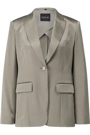 Marc Cain Jassen, Dames, Groen, S, Satijn, Satijnen Blazer met Elegant Design