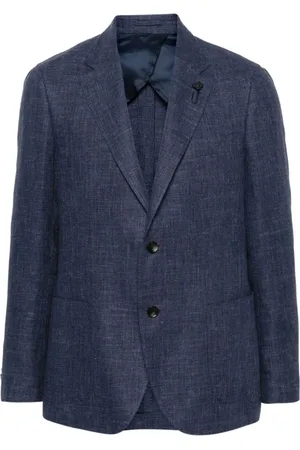 LARDINI Jassen, Heren, Blauw, L, Wol, Linnen/Wollen Jas