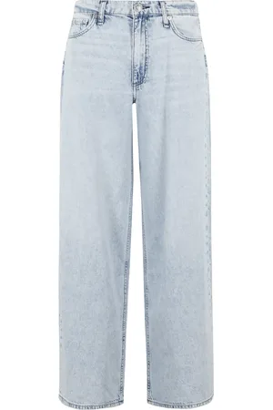 RAG&BONE Jeans, Dames, Blauw, W23, Katoen, Lichtblauwe High Rise Wide Leg Jeans