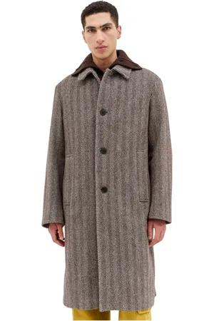 DRIES VAN NOTEN Mantels, Heren, Bruin, S, Wol, Herringbone Jas