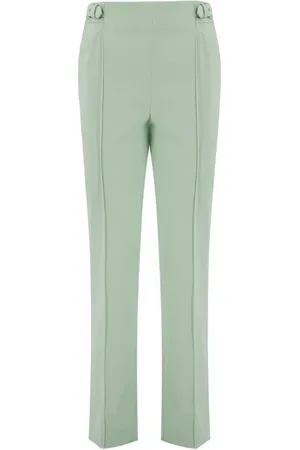 ERMANNO SCERVINO Broeken, Dames, Groen, S, Katoen, Tailored Chino`s met Plooi en Verstelbare Taille