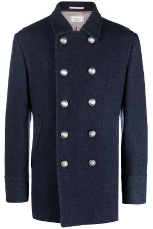 Brunello Cucinelli Jassen, Heren, Blauw, L, Double-Breasted Jas