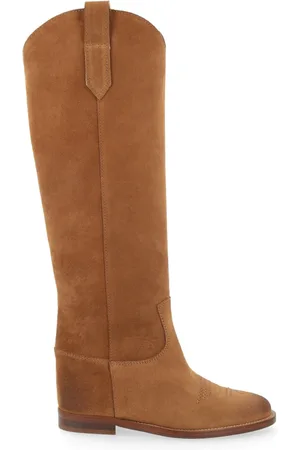 Via Roma Schoenen, Dames, Bruin, 36 1/2 EU, Suède, Suède leren laarzen met V-hals