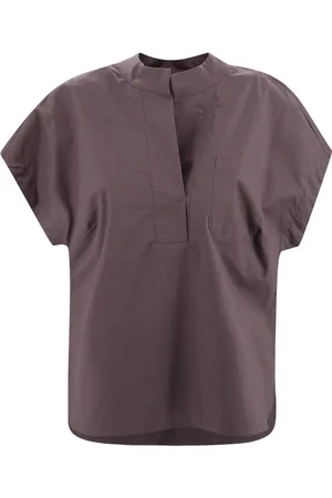 Nine In The Morning Blouses & Shirts, Dames, Paars, M, Katoen, Paarse Katoenen Blouse V-Hals Korte Mouwen