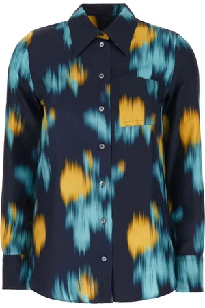 Lanvin Blouses & Shirts, Dames, Veelkleurig, S, Abstract-Print Shirt met Gebogen Zoom