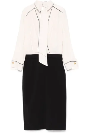 Elisabetta Franchi Kleedjes, Dames, Veelkleurig, L, Witte Jurk voor Vrouwen Elegante Stijl