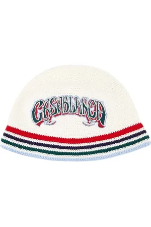 Casablanca Accessoires, unisex, Wit, ONE Size, Katoen, Witte Katoenen Gehaakte Bucket Hoed