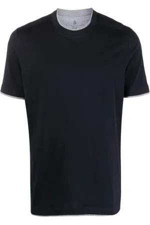 Brunello Cucinelli Tops, Heren, Blauw, M, Katoen, Aw 23 T-Shirt