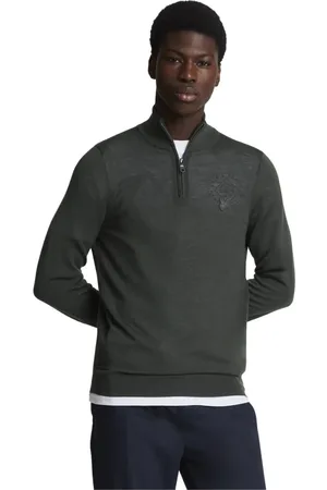 Lyle & Scott Truien, Heren, Grijs, XL, Wol, Quarter Zip Jumper