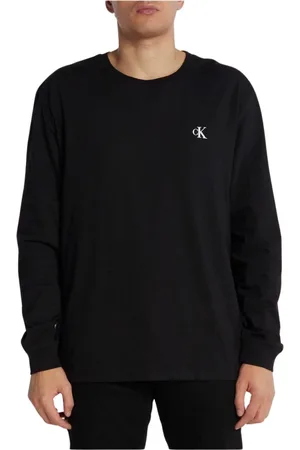 Calvin Klein Sweatshirts & Hoodies, Heren, Zwart, M, Katoen, Bedrukte T-shirt met lange mouwen