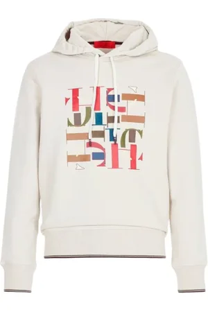 Carolina Herrera Sweatshirts & Hoodies, Heren, Wit, L, Katoen, Geborduurde Hoodie met Gedeconstrueerde Initialen