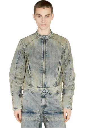 Entire Studios Jassen, Heren, Grijs, L, Denim, Moto Denim Jas