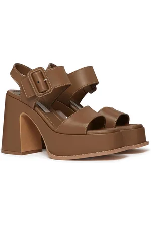 Stella McCartney Schoenen, Dames, Bruin, 38 EU, Leer, Skyla Platform Sandalen