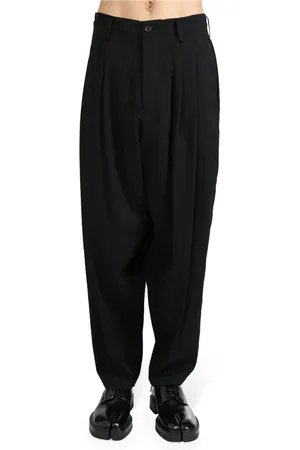 YOHJI YAMAMOTO Broeken, Heren, Zwart, M, Zwarte Geplooide Modieuze Broek