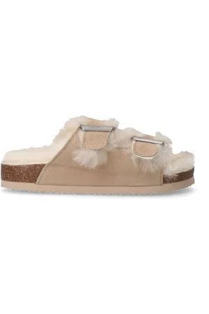 Manfield Schoenen, Dames, , 38 EU, Suède, Fluwelen Muiltjes met Faux Fur Voering