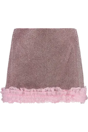 Self-Portrait Rokken, Dames, Roze, S, Polyester, Minirok met versiering en kanten rand