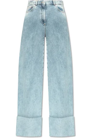 Lanvin Jeans, Dames, Blauw, S, Katoen, Jeans met opgerolde pijpen