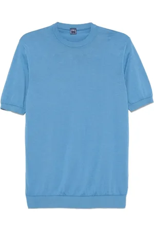 FEDELI Tops, Heren, Blauw, 5Xl, Cerulean Crew Neck T-shirt