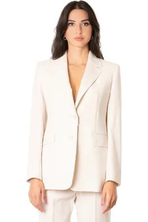 Max Mara Jassen, Dames, Wit, L, Wol, Neutrale Wollen Jas Set