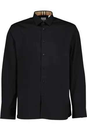 Burberry Overhemden, Heren, Zwart, L, Katoen, Klassiek overhemd met lange mouwen