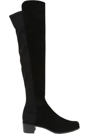 Stuart Weitzman Schoenen, Dames, Zwart, 37 EU, Suède, Over-the-Knee Blokhaklaarzen