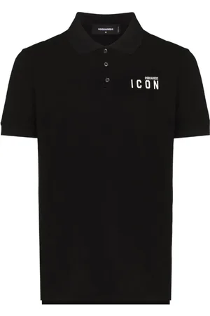 Dsquared2 Tops, Heren, Zwart, M, Katoen, Icon Polo Shirt met Print