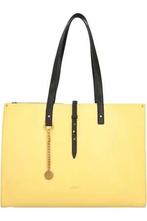 Liu Jo Tassen, Dames, Geel, ONE Size, Leer, Elegante Gele Schoudertas met Gouden Details