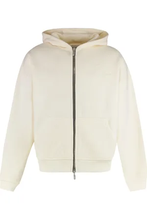 Rhude Sweatshirts & Hoodies, Heren, Wit, S, Katoen, Katoenen Full Zip Hoodie met Ribgebreide Manchetten