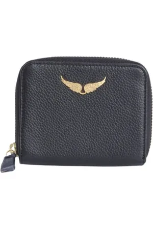 Zadig & Voltaire Accessoires, Dames, Zwart, ONE Size, Leer, Zwarte Leren Portemonnee van Zadig Voltaire
