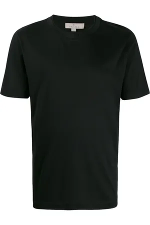 CANALI Tops, Heren, Zwart, L, Katoen, Italiaans katoenen T-shirt