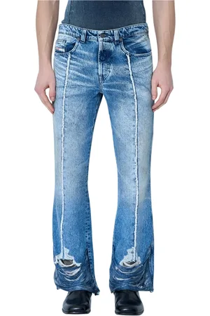 Diesel Jeans, Heren, Blauw, W30, Katoen, Versleten Straight-Leg Jeans