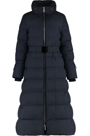 MOORER Mantels, Dames, Blauw, S, Polyester, Lange donsjas met riem