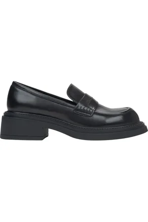 Estro Schoenen, Dames, Zwart, 40 EU, Leer, Penny Loafers met Vierkante Hak