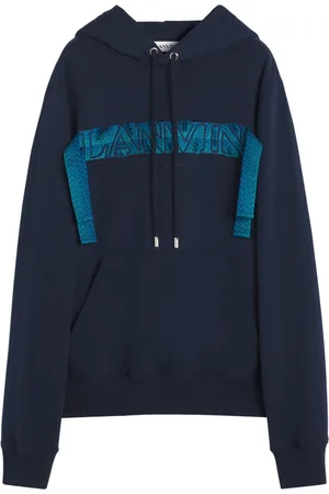 Lanvin Sweatshirts & Hoodies, Heren, Blauw, S, Katoen, Curb Lace Hoodie