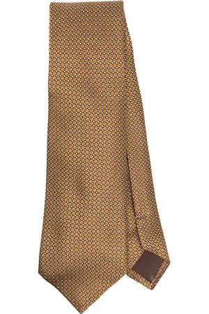 CANALI Accessoires, Heren, Geel, ONE Size, Luxe Zijden Stropdas