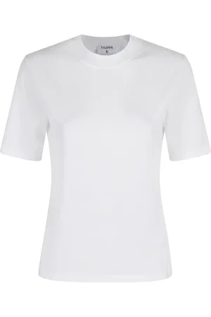 Filippa K Tops, Dames, Wit, S, Katoen, Casual Mock Neck T-shirt