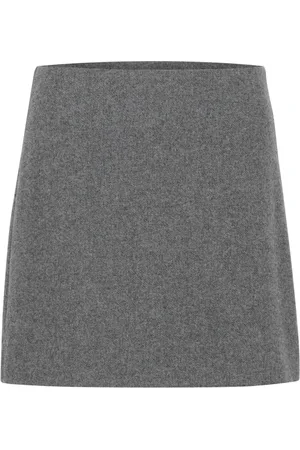 Part Two Rokken, Dames, Grijs, L, Wol, Grijze Flanel Melange Rok