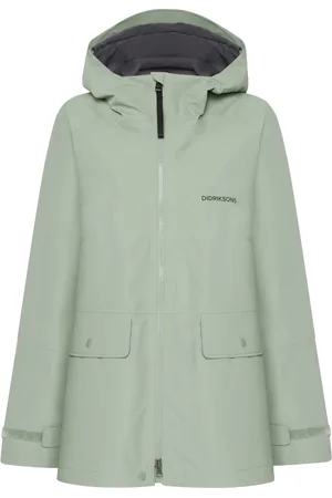 Didriksons Mantels, Dames, Groen, L, Stijlvolle Parka Jas voor Vrouwen