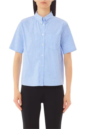 Liu Jo Blouses & Shirts, Dames, Blauw, M, Boxy Shirt voor Stijlvolle Look